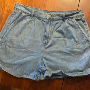 High waisted denim mom shorts